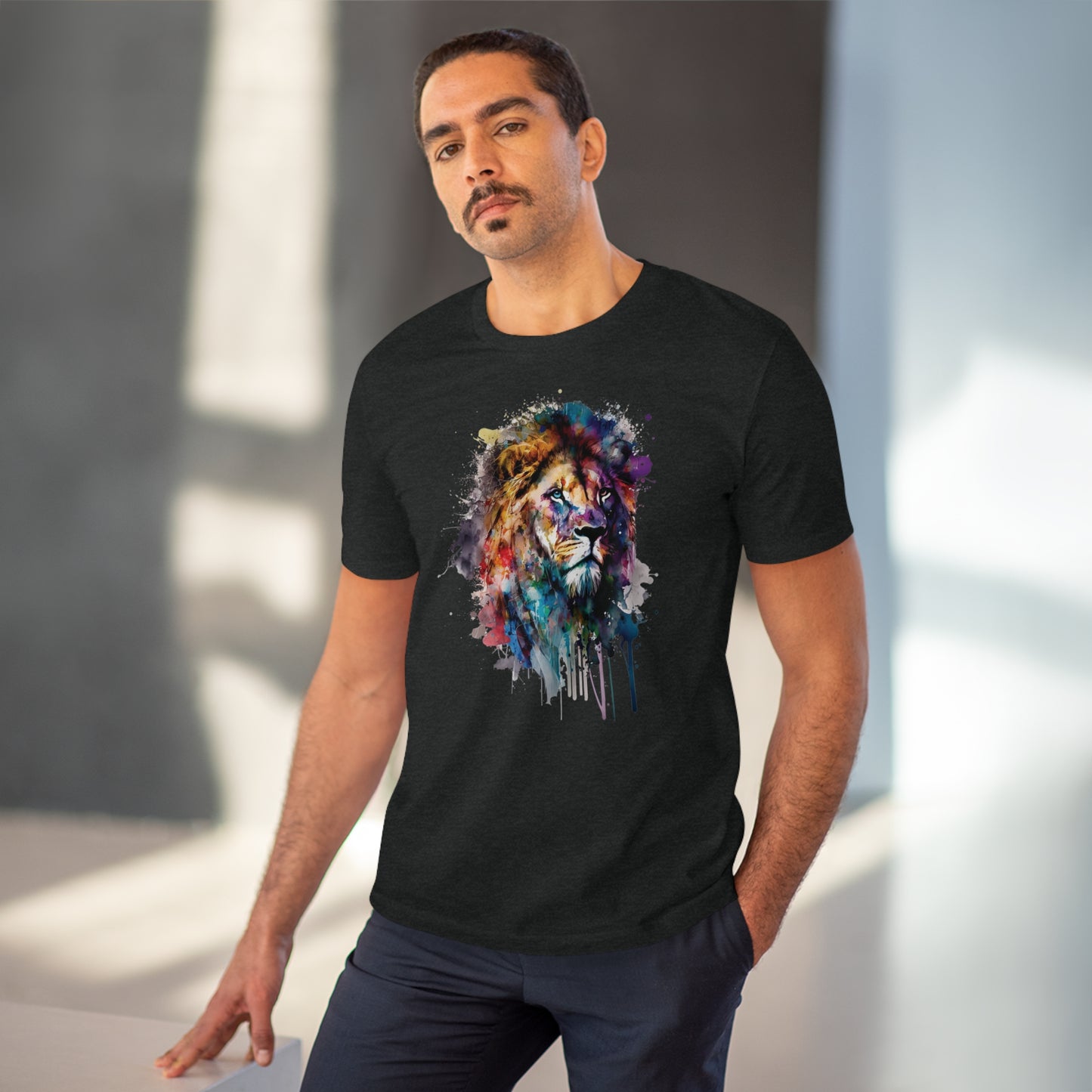 Majestic Lion T-Shirt in Watercolor Style - Unisex and Eco-Friendly Fashion Statement