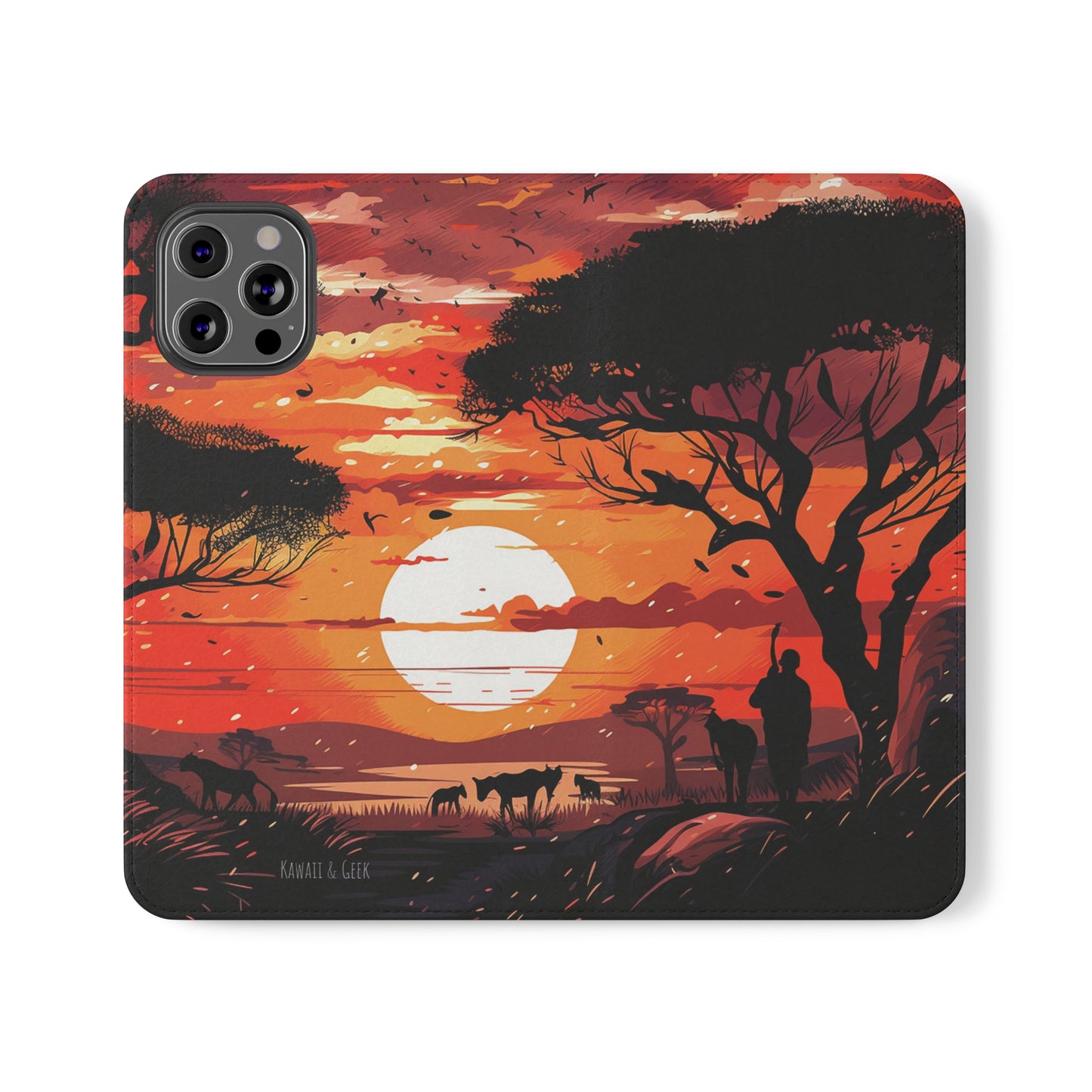 African Landscape Sunset Flip Phone Case - Capture the Serenity of the Savanna on Your Device