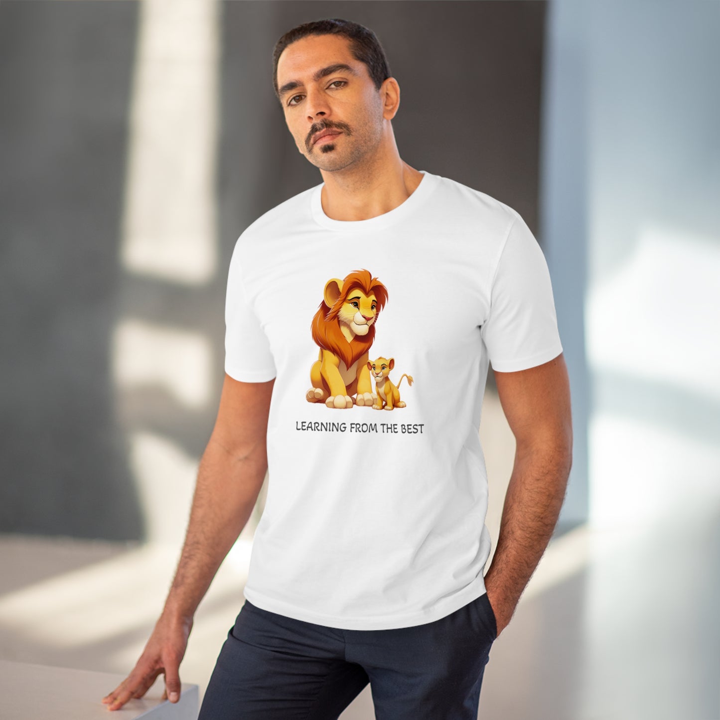 Learning from the Best - Father's Day T-Shirt - Celebrate the Bond with Mufasa and Simba in Eco-Friendly Style