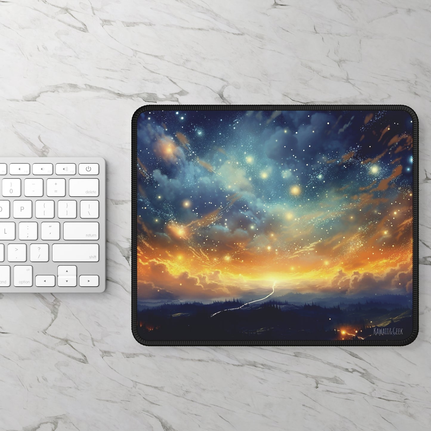 Starry Night Gaming Mouse Pad with Celestial Constellations