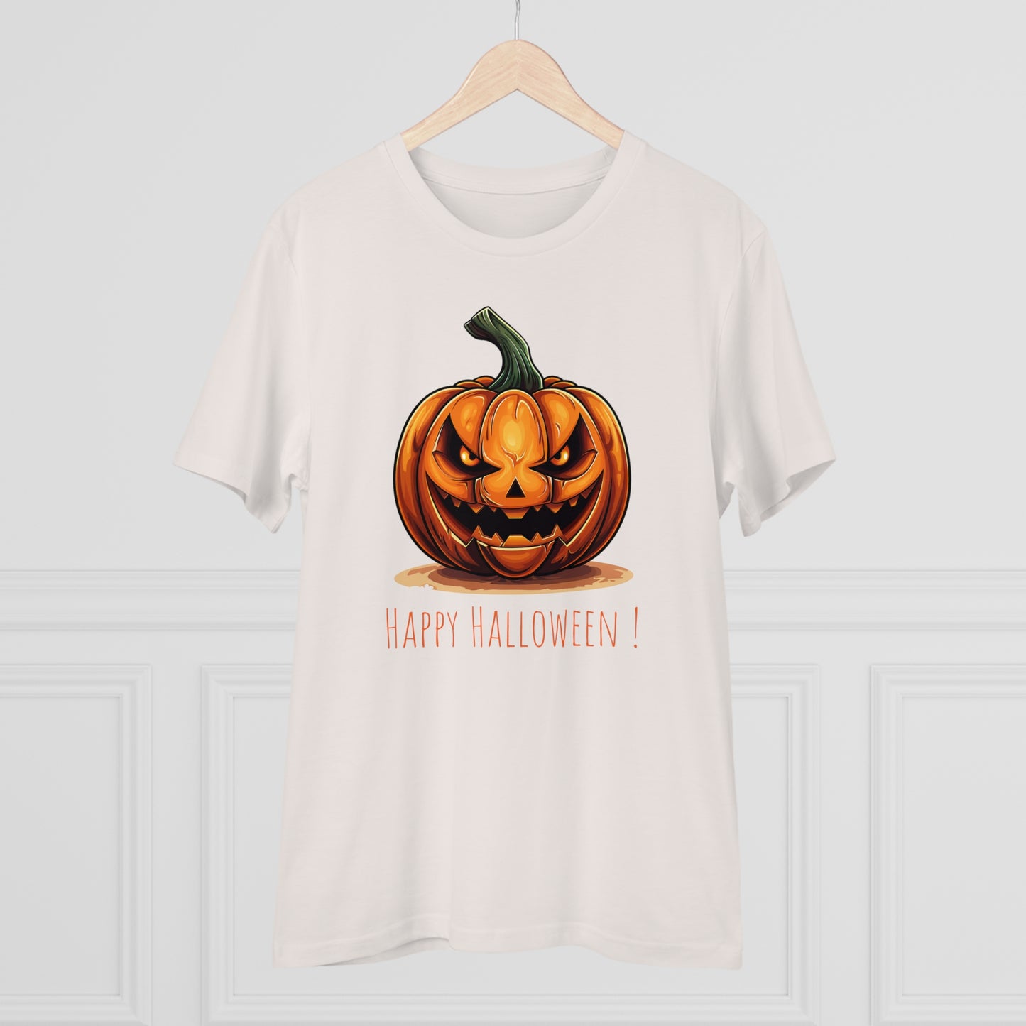 Happy Halloween Eco-Friendly Tee: Scary Pumpkin Design