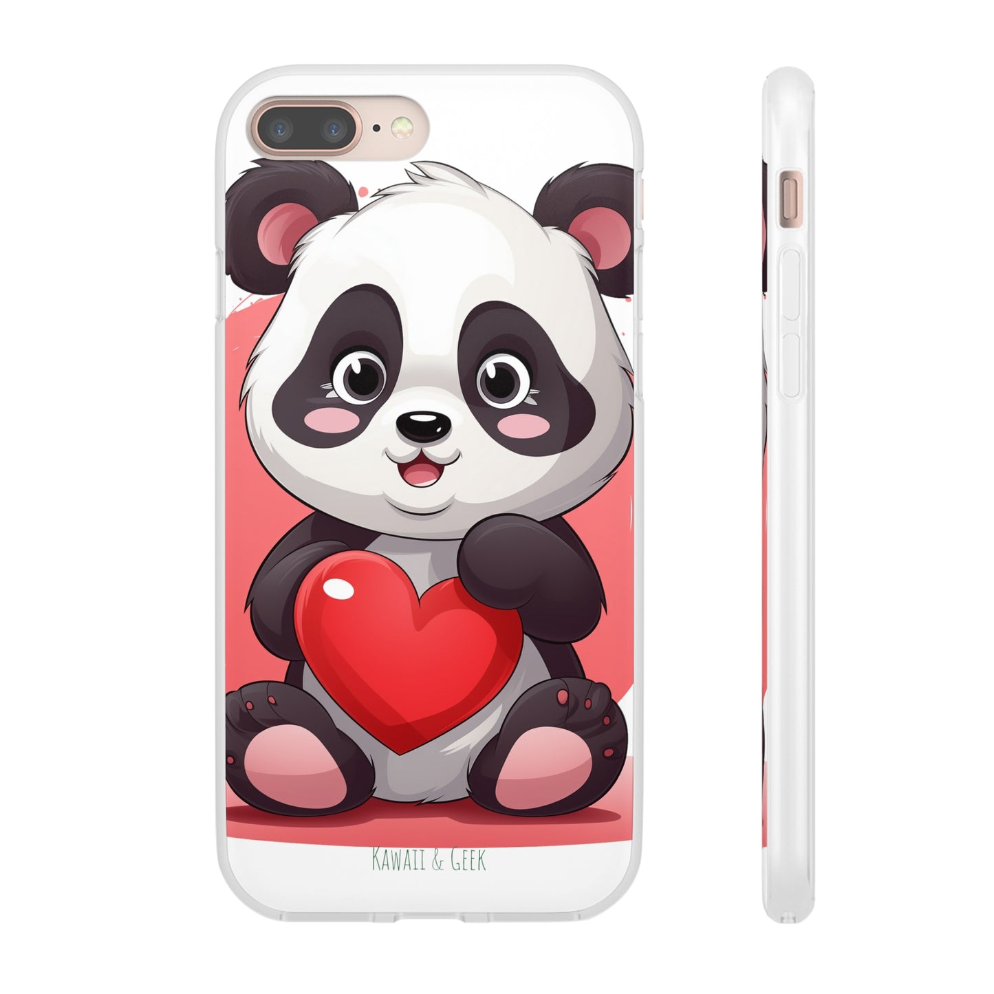 Valentine's Panda Heart Phone Case - Flexi & Semi-Transparent