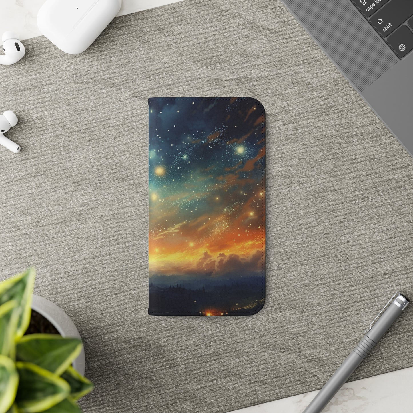 Wonderful Starry Night Flip Phone Case - Embrace the Beauty of the Night Sky