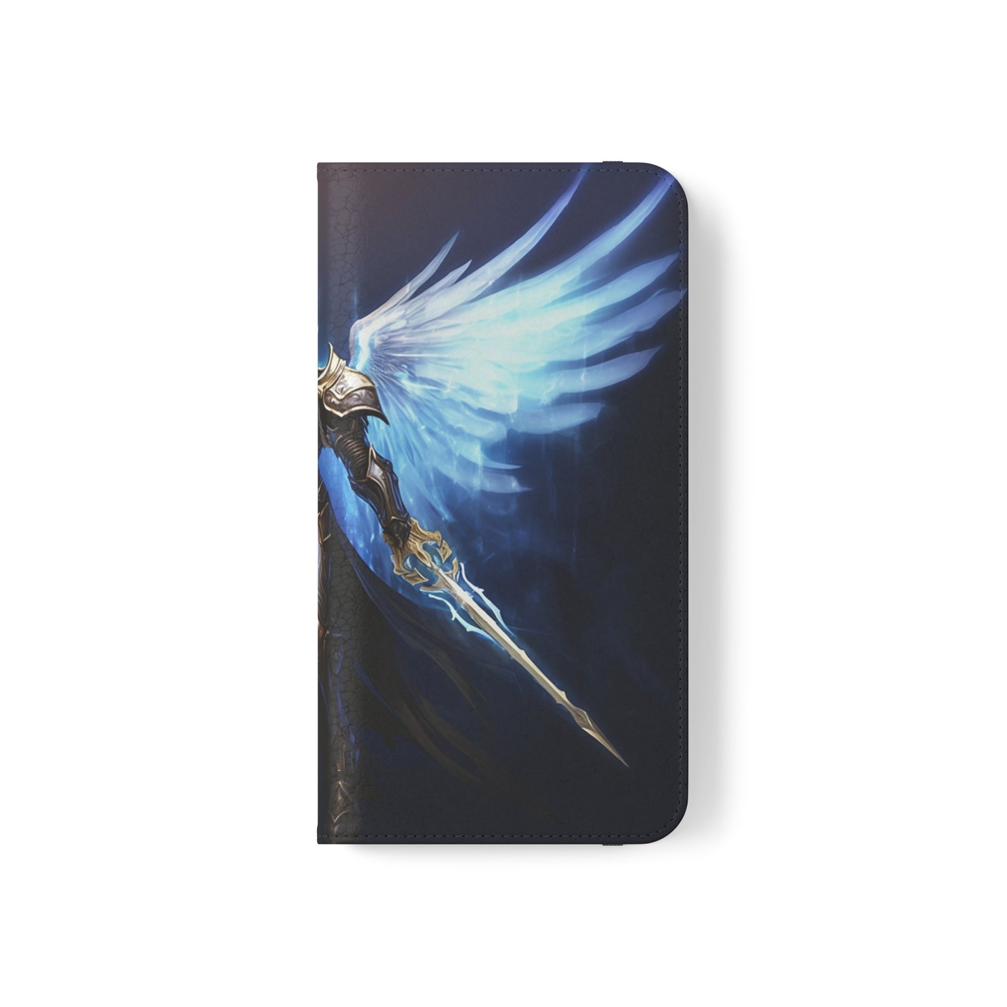 Archangel Flip Phone Case: Ethereal Wings & Sword Design