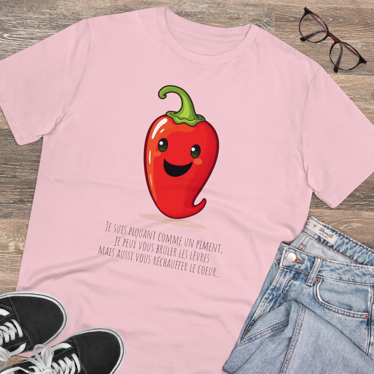 Cute and Smiling Red Hot Pepper Eco-Friendly T-Shirt - FRENCH