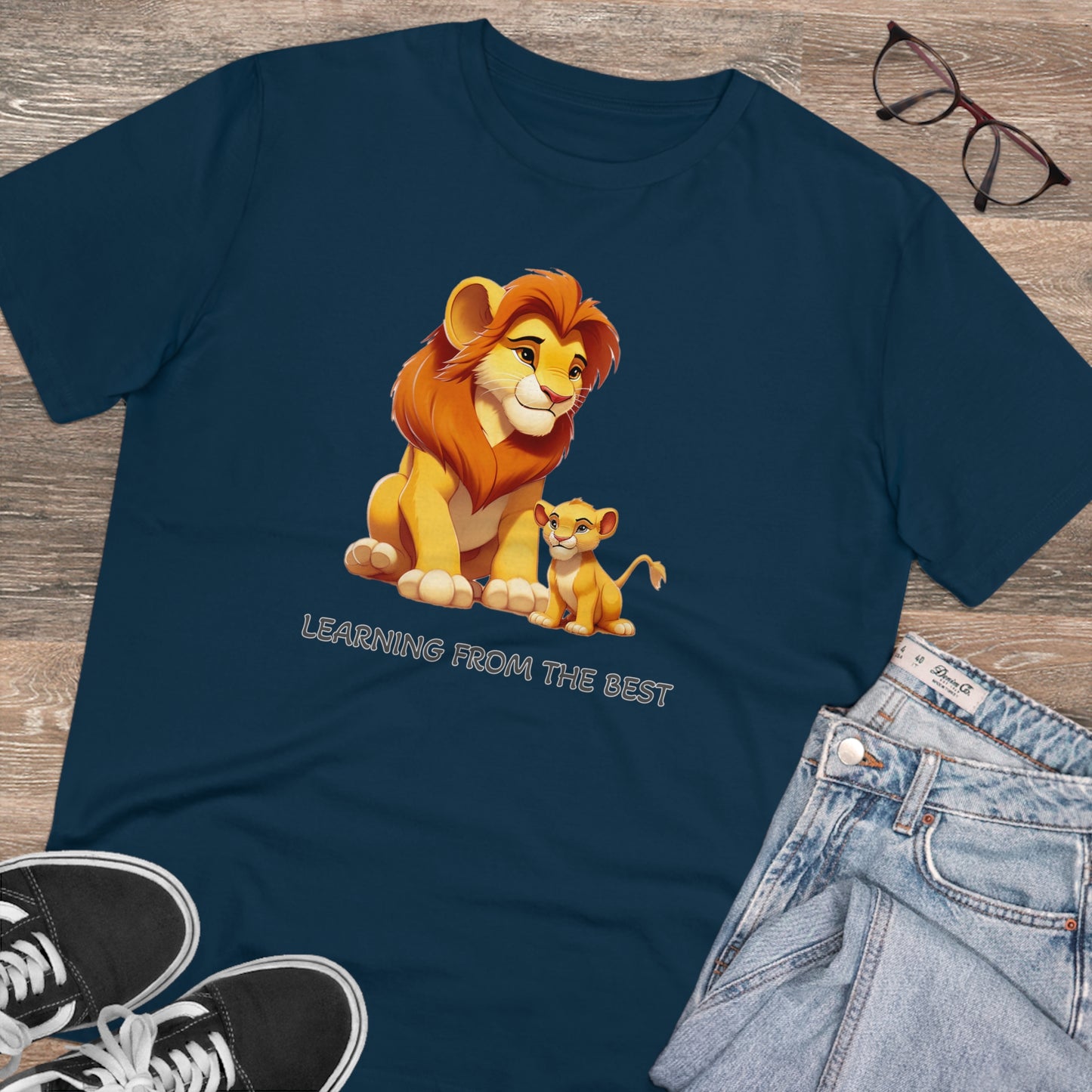 Learning from the Best - Father's Day T-Shirt - Celebrate the Bond with Mufasa and Simba in Eco-Friendly Style