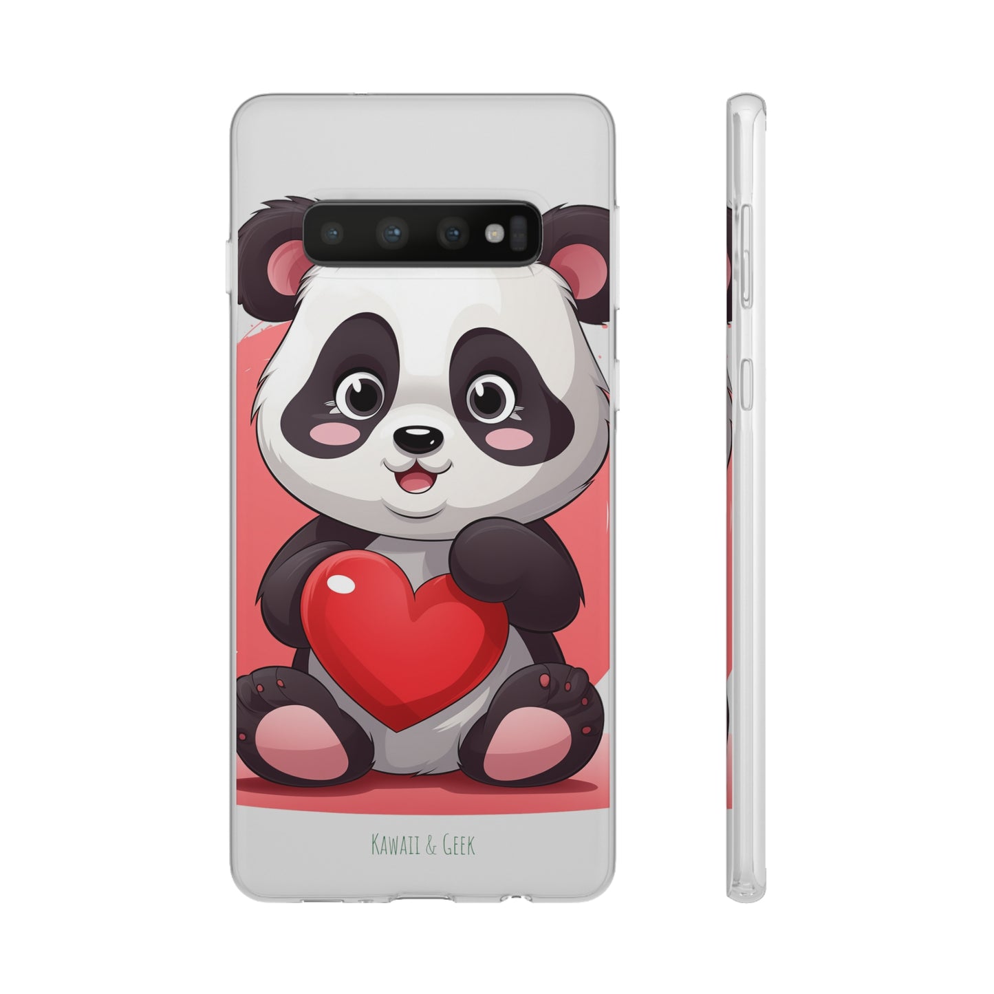 Valentine's Panda Heart Phone Case - Flexi & Semi-Transparent