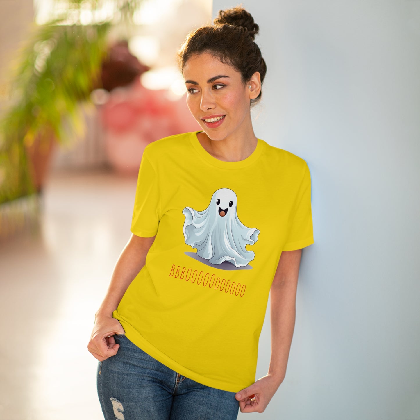 Cute "Booooooooo" Ghost Halloween Eco-Friendly Unisex T-shirt