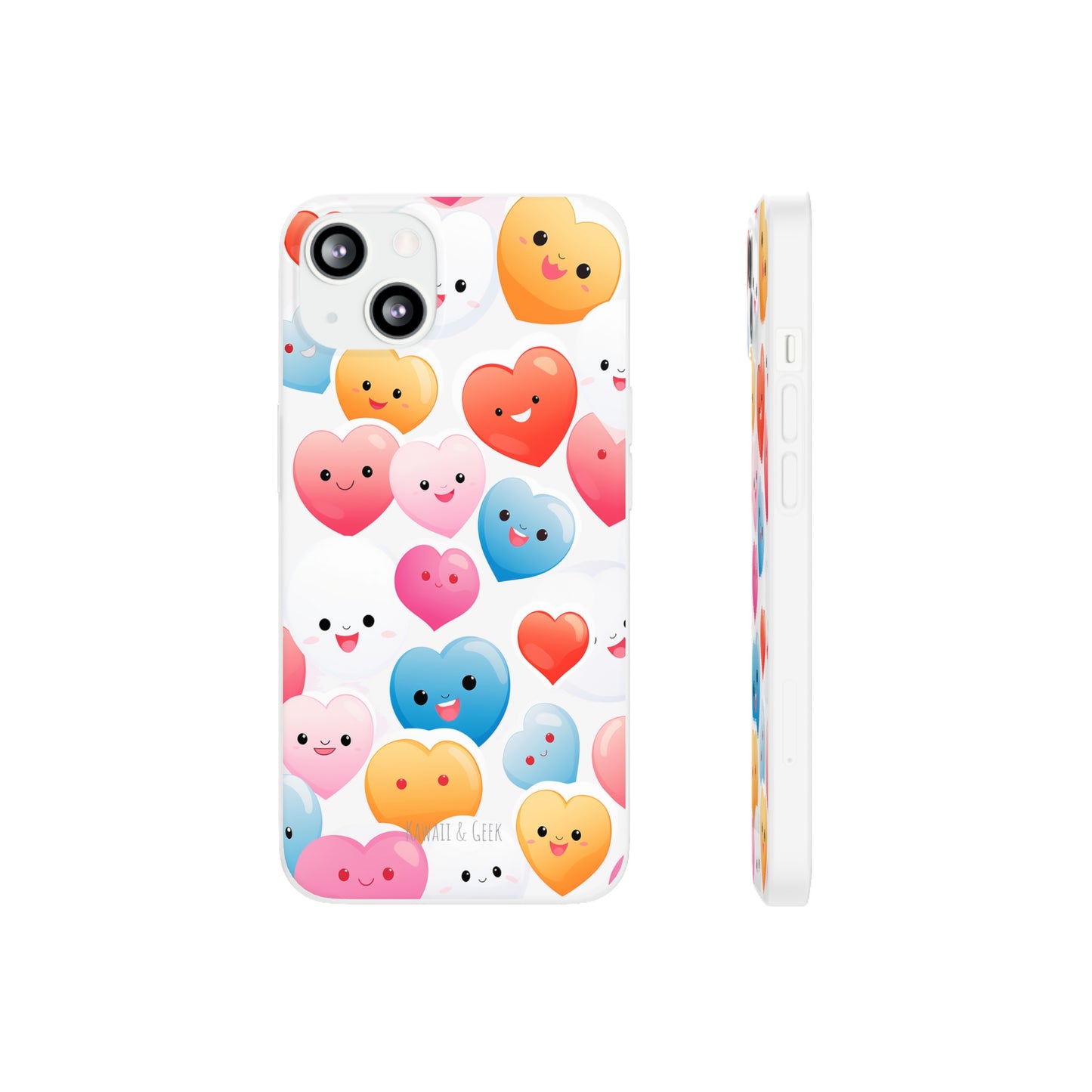 Kawaii Hearts Flexi Transparent Phone Case