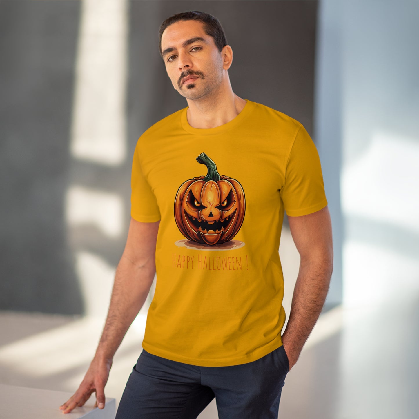 Happy Halloween Eco-Friendly Tee: Scary Pumpkin Design