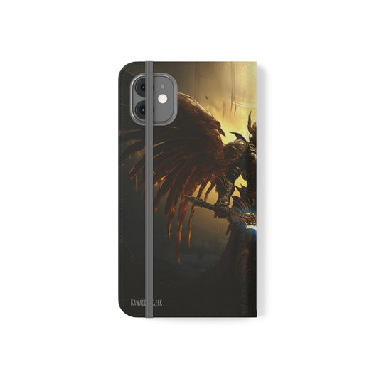 Dark Angel Flip Phone Case: Guardian with Sword