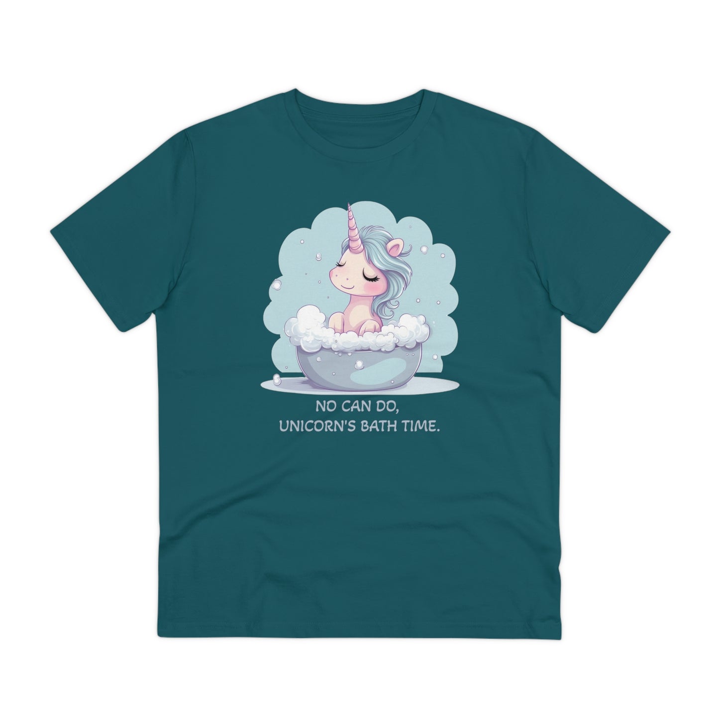 Unicorn T-shirt "No Can Do, Unicorn's Bath Time" Eco-Friendly T-Shirt - Unisex Fashion with a Playful Twist