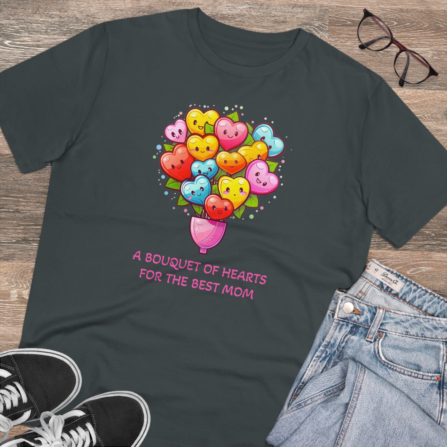 Bouquet of Hearts for the Best Mom" Unisex Eco-Friendly T-Shirt - Celebrate Mother's Day with Style and Sustainability