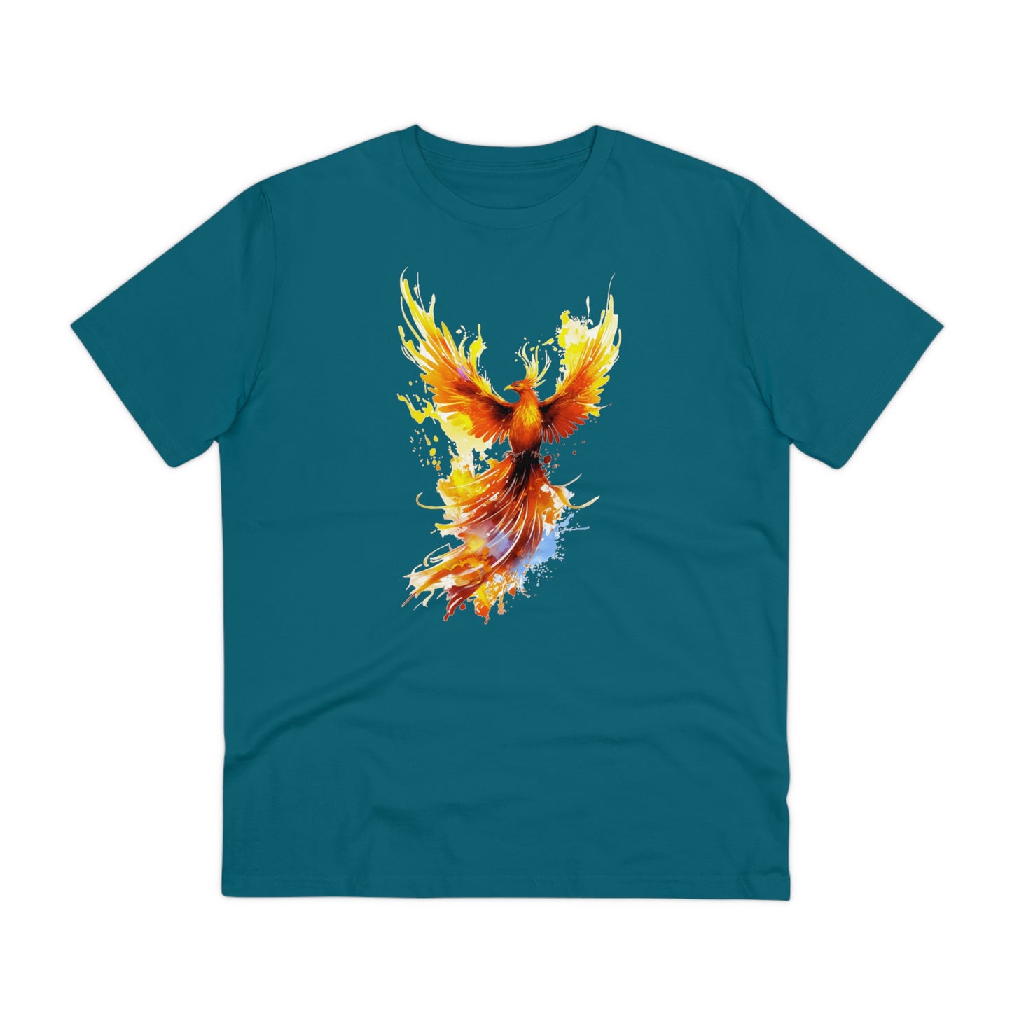 Burning Phoenix Watercolor T-Shirt - Unisex and Eco-Friendly Fashion with a Fiery Twist