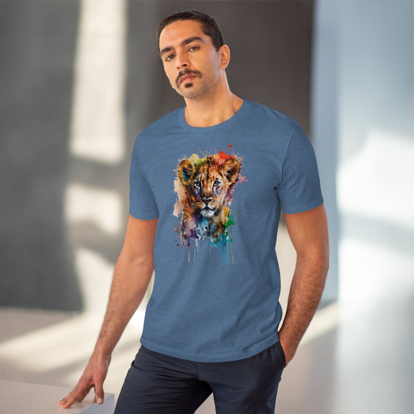 Cute Lion Cub in Watercolor Style Organic Unisex T-Shirt - Add Some Adorable and Eco-Friendly Style to Your Wardrobe