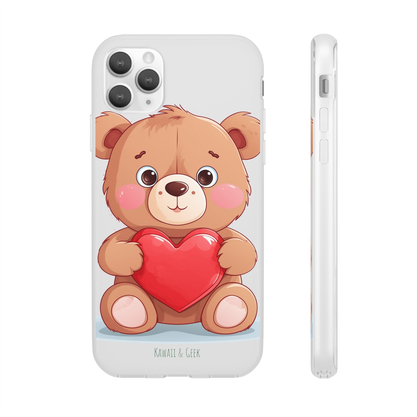 Teddy Bear Heart Phone Case - Flexi & Semi-Transparent - Valentine's Day