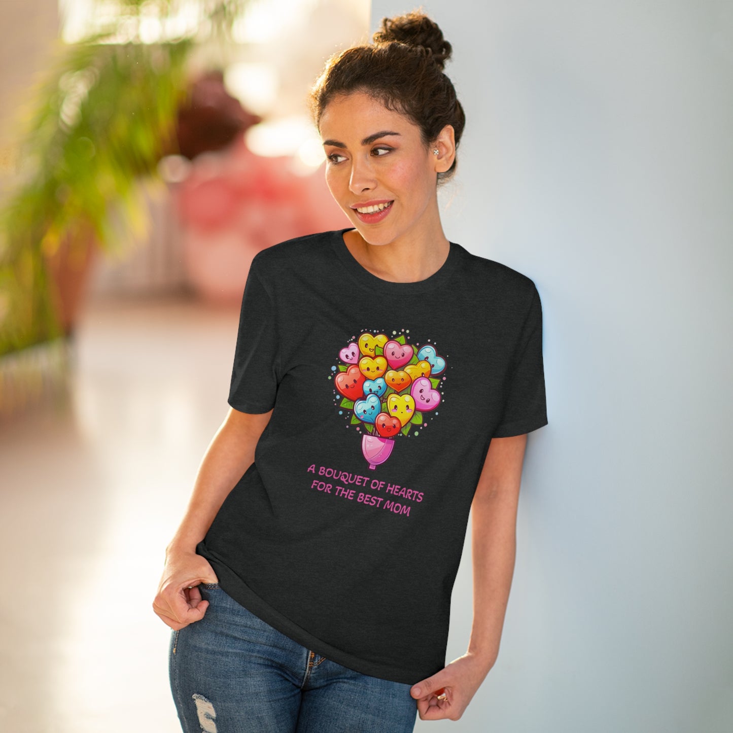 Bouquet of Hearts for the Best Mom" Unisex Eco-Friendly T-Shirt - Celebrate Mother's Day with Style and Sustainability