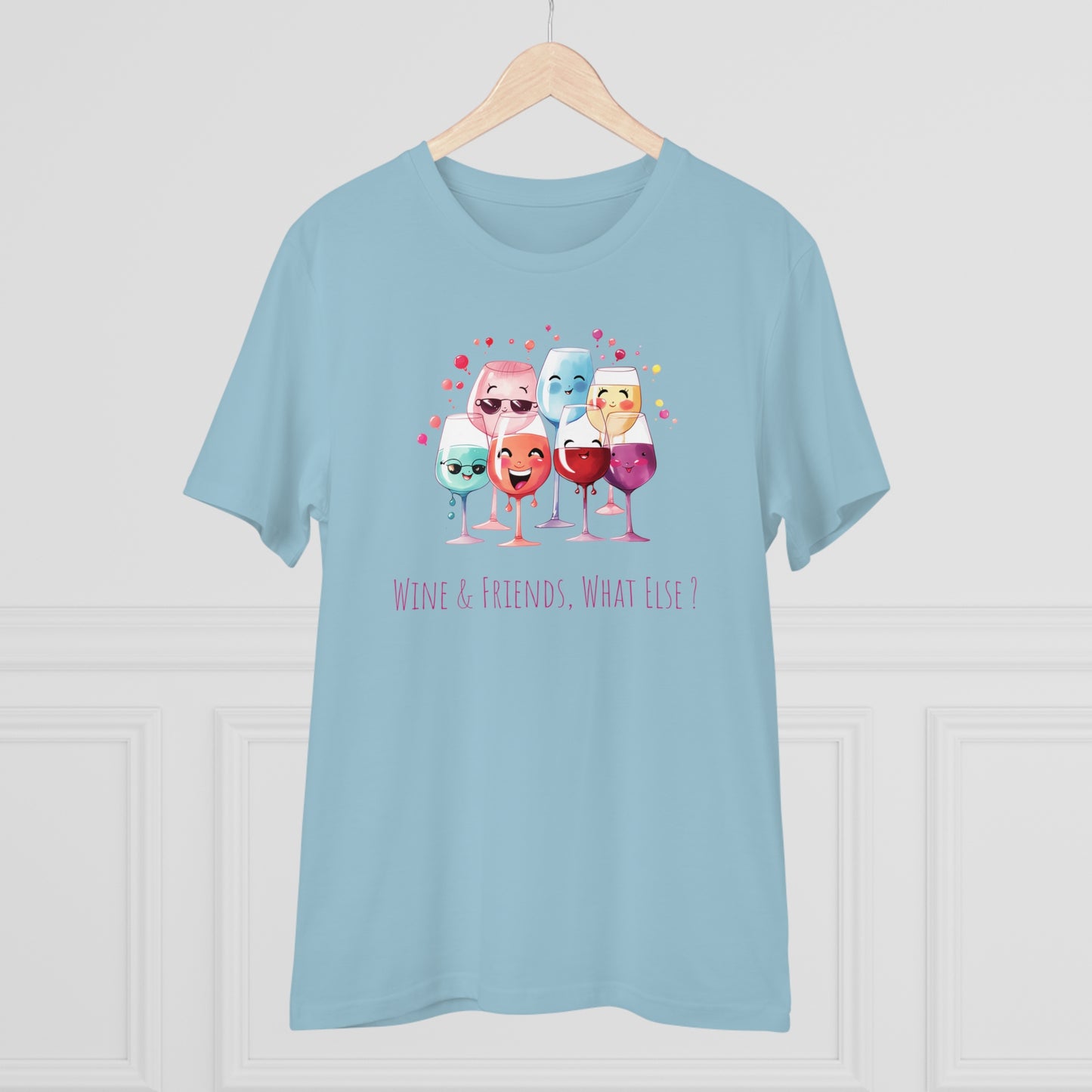 Eco-Friendly 'Wine & Friends' T-Shirt - Kawaii Wine Glasses, Unisex