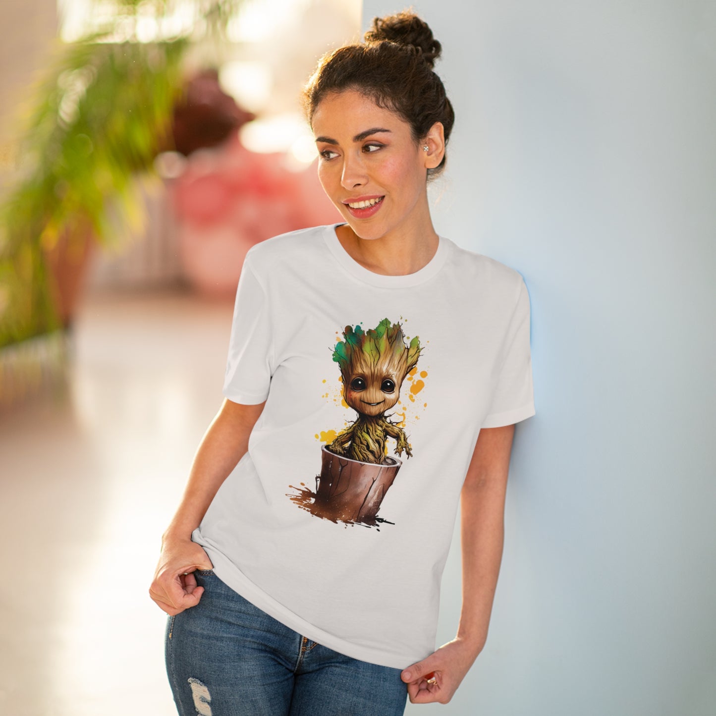 Eco-Friendly Baby Groot Watercolor Style Unisex T-Shirt - Add Some Fun and Sustainable Style to Your Wardrobe