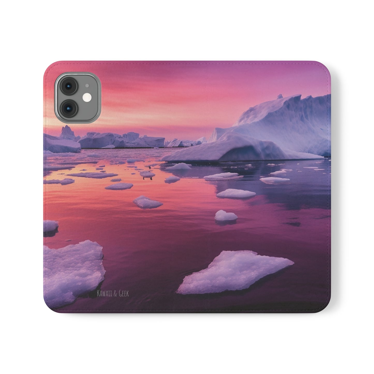 Pinky Arctic Landscape at Sunset Flip Phone Case - Capture the Serenity of Nature on Your Device