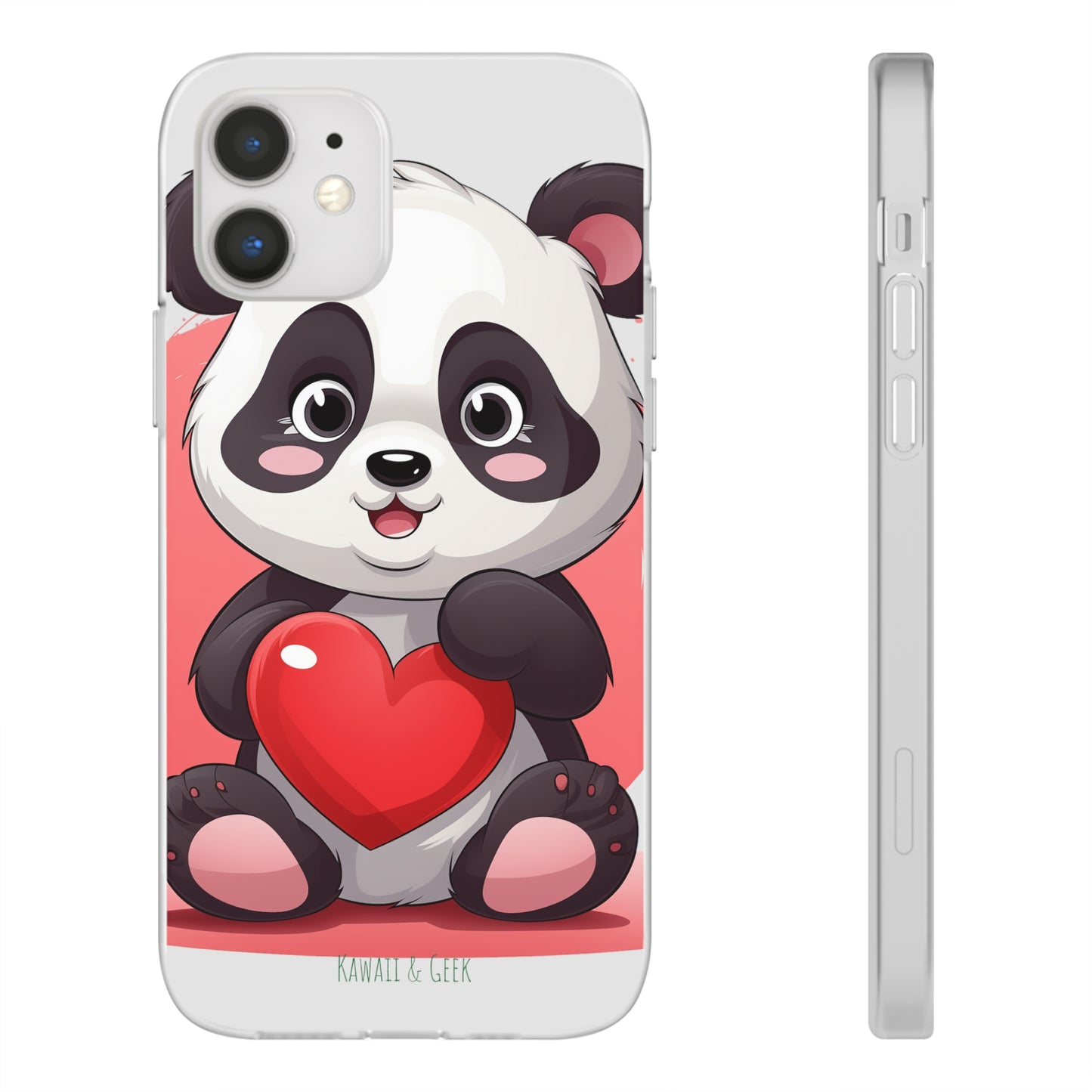 Valentine's Panda Heart Phone Case - Flexi & Semi-Transparent