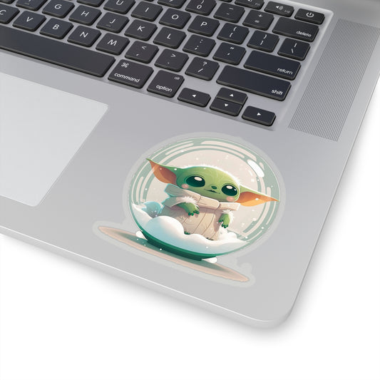 Cute Baby Yoda in a Snowball Sticker - Add Some Adorable and Festive Style to Your Tech