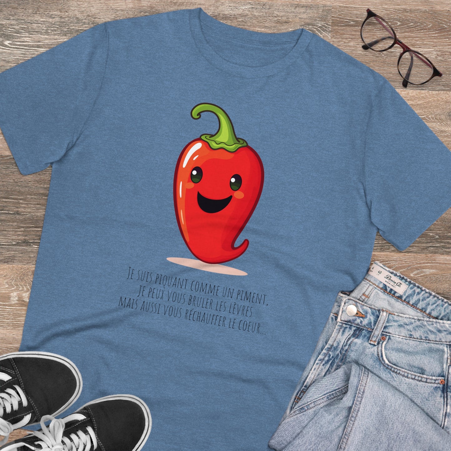 Cute and Smiling Red Hot Pepper Eco-Friendly T-Shirt - FRENCH