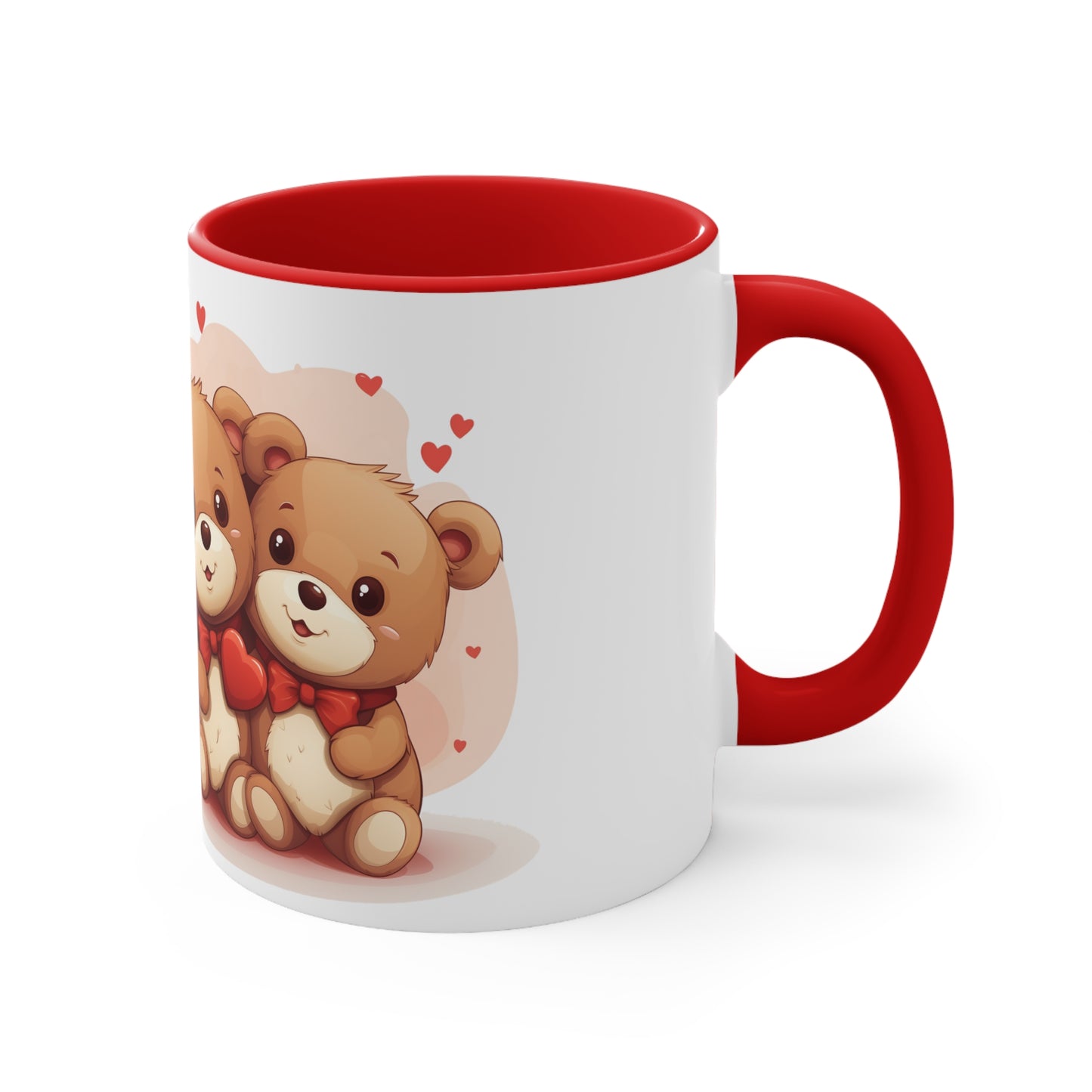 11oz Bi-Color Mug: "Sharing with my Love" cute Teddies couple - Valentine's Day