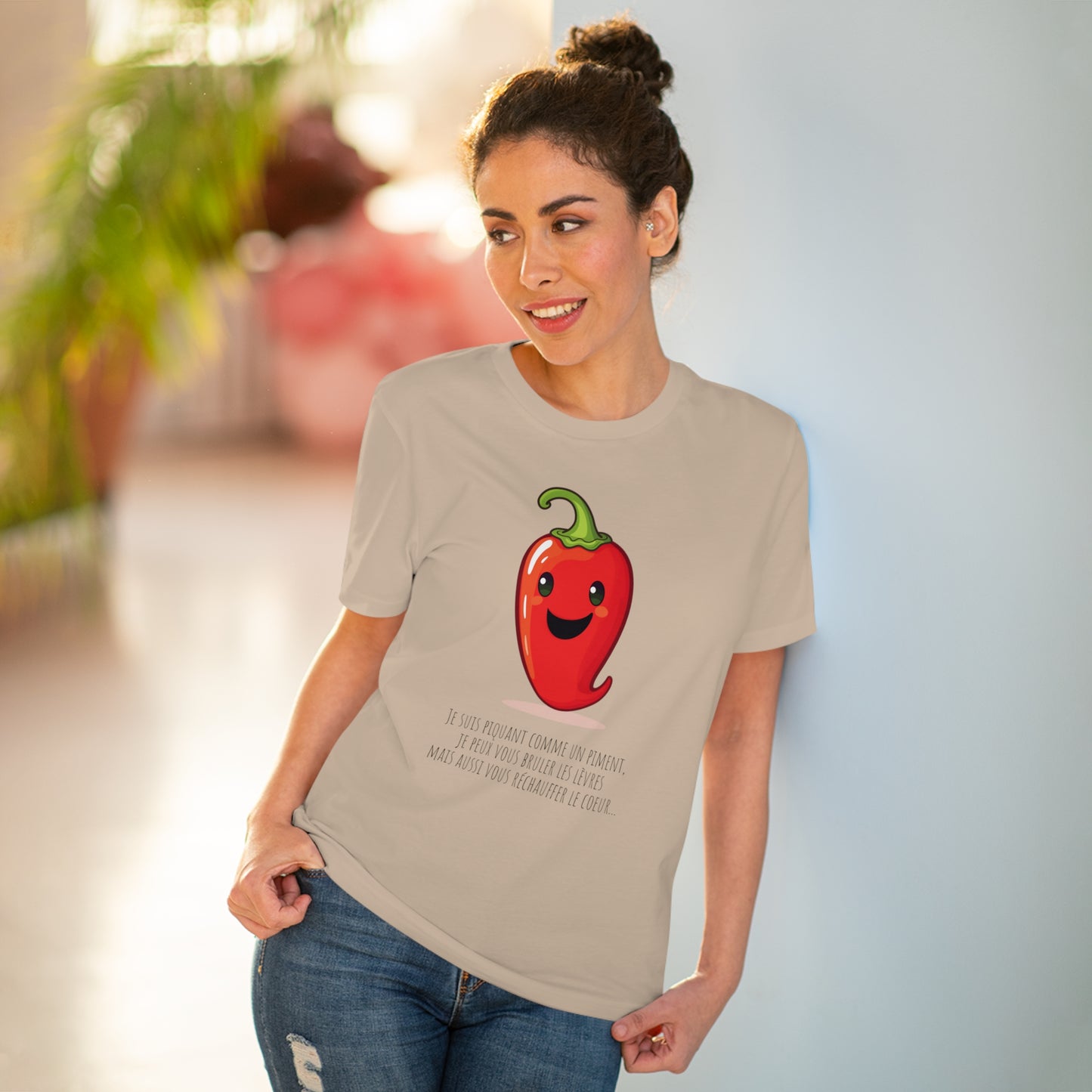 Cute and Smiling Red Hot Pepper Eco-Friendly T-Shirt - FRENCH