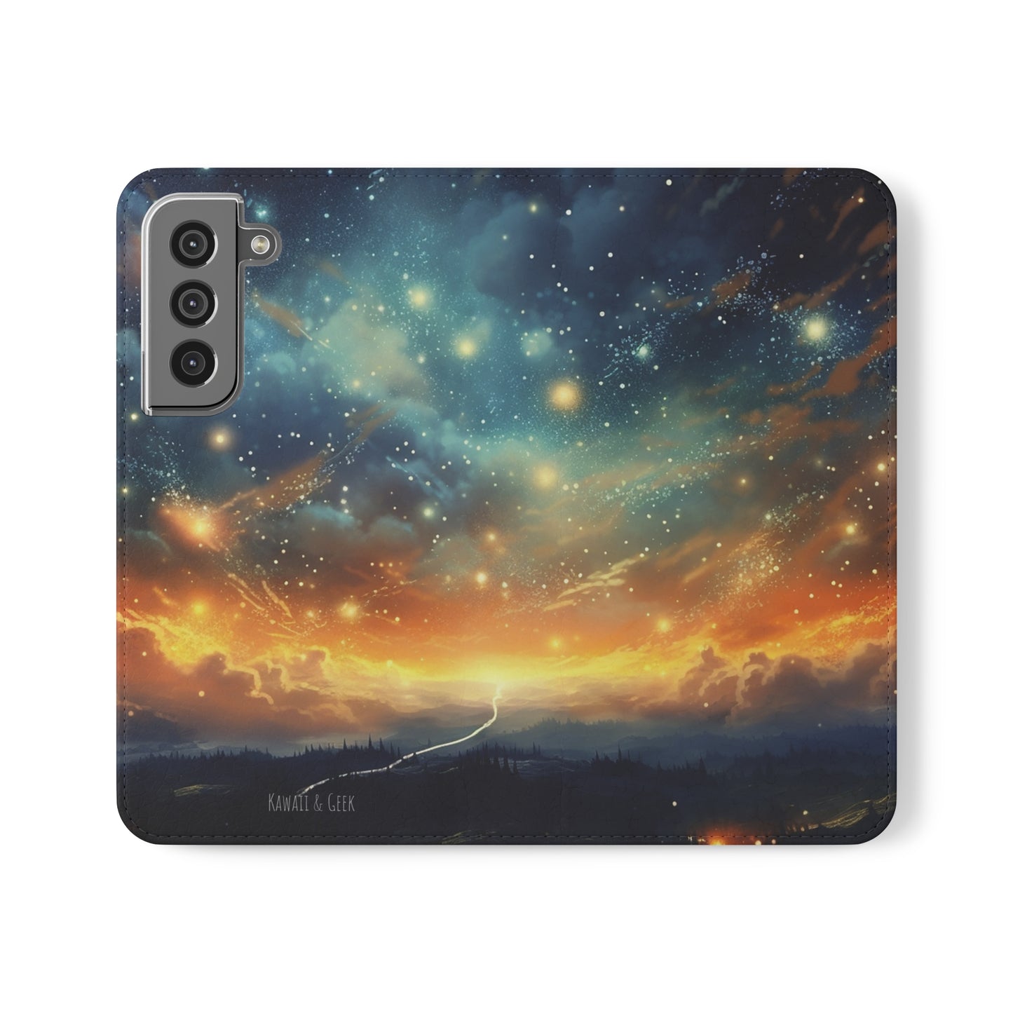 Wonderful Starry Night Flip Phone Case - Embrace the Beauty of the Night Sky