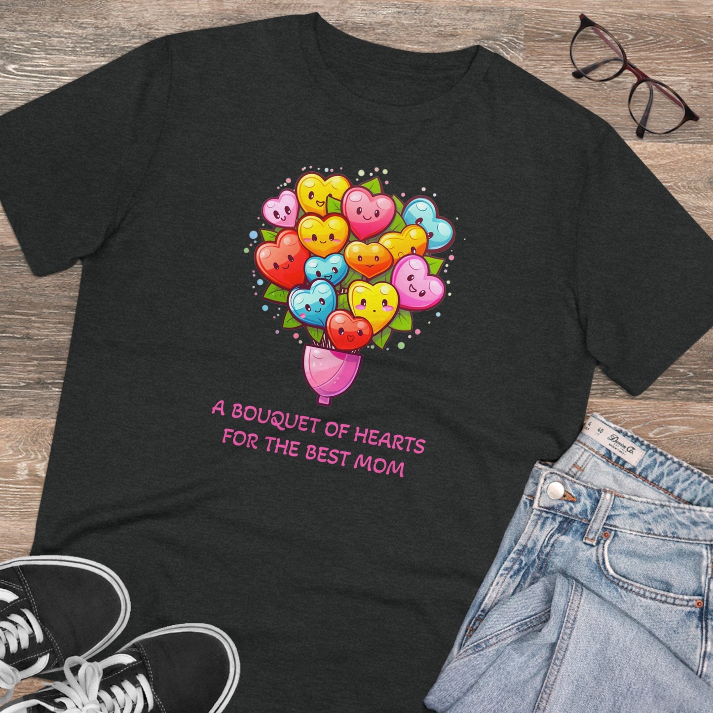 Bouquet of Hearts for the Best Mom" Unisex Eco-Friendly T-Shirt - Celebrate Mother's Day with Style and Sustainability