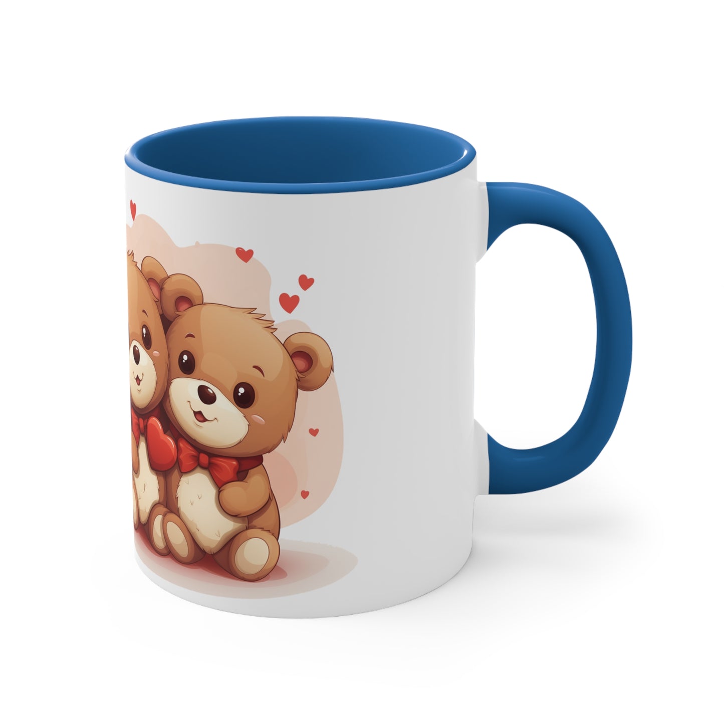 11oz Bi-Color Mug: "Sharing with my Love" cute Teddies couple - Valentine's Day