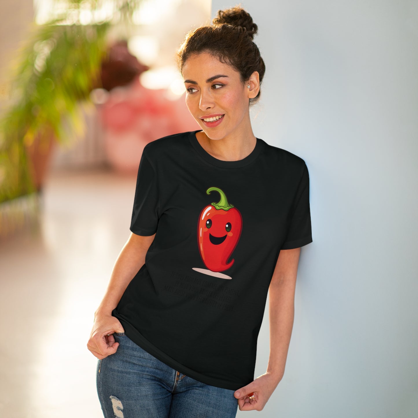 Cute and Smiling Red Hot Pepper Eco-Friendly T-Shirt - FRENCH