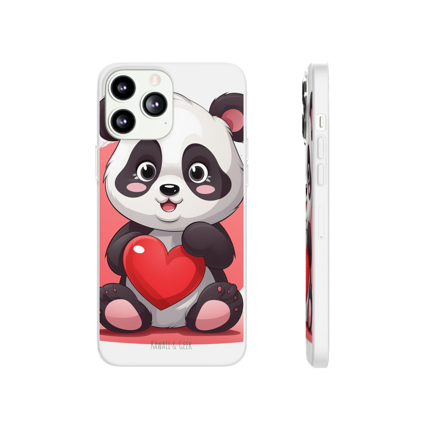 Valentine's Panda Heart Phone Case - Flexi & Semi-Transparent