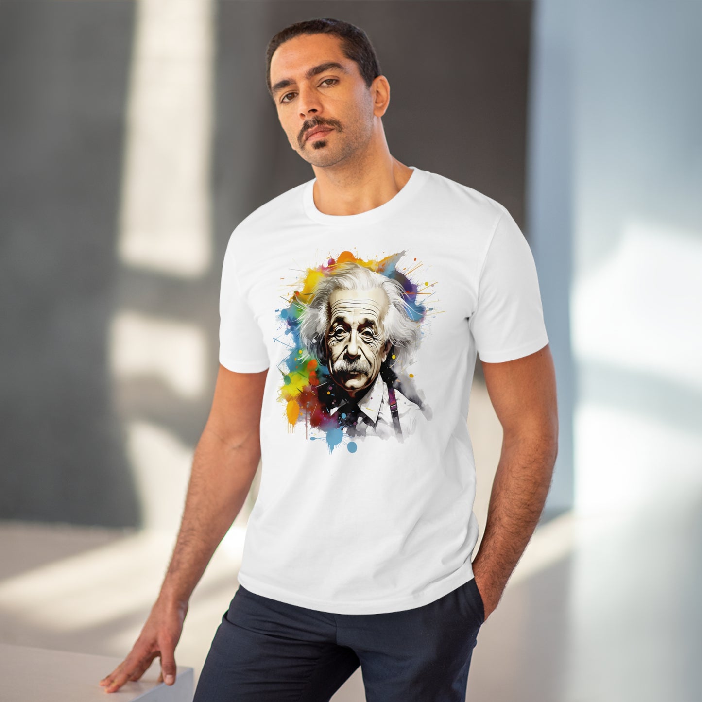 Albert Einstein Eco-friendly T-shirt : Watercolor Essence