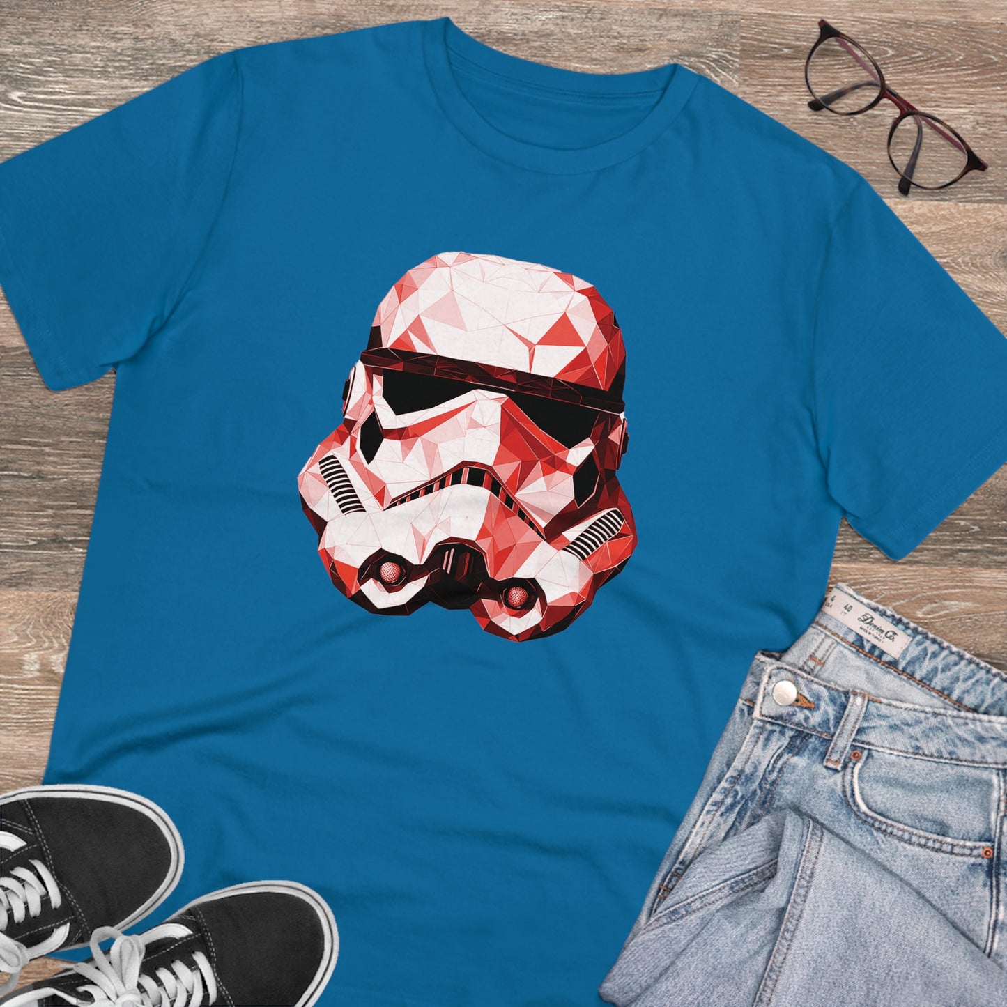 Stormtrooper Polygonal T-Shirt - Red Edition - Embrace Galactic Precision - Star Wars