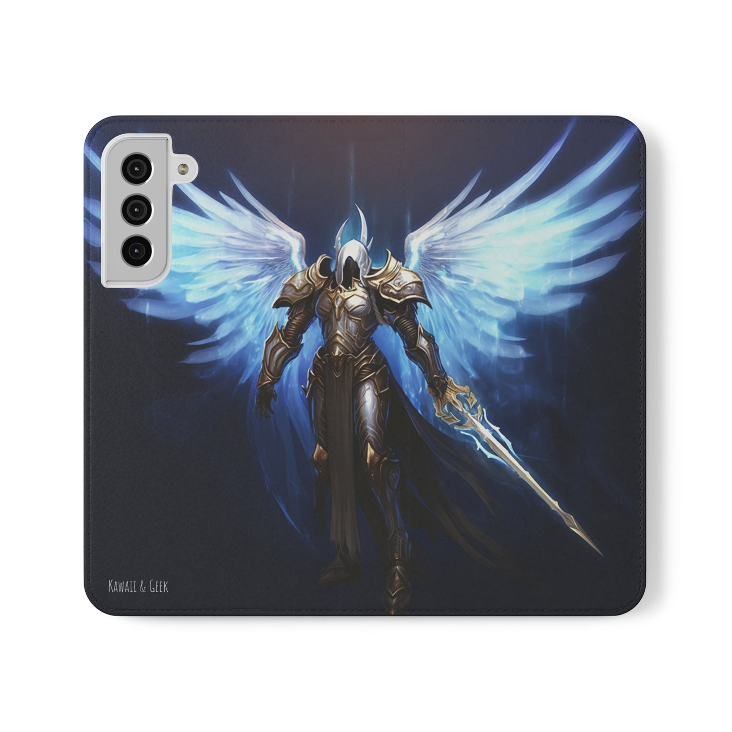 Archangel Flip Phone Case: Ethereal Wings & Sword Design