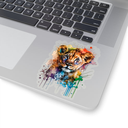 Watercolor Lion Cub Sticker - Add Some Adorable and Unique Style to Your Tech