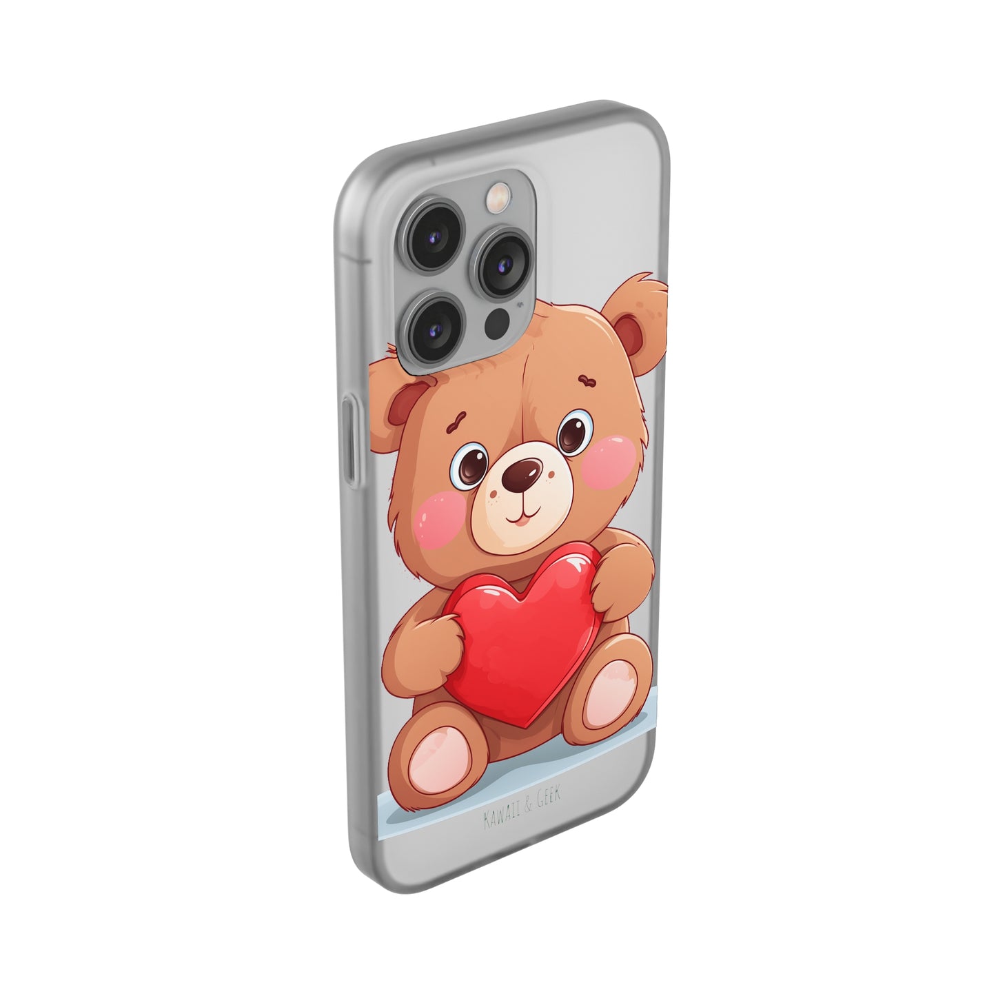 Teddy Bear Heart Phone Case - Flexi & Semi-Transparent - Valentine's Day