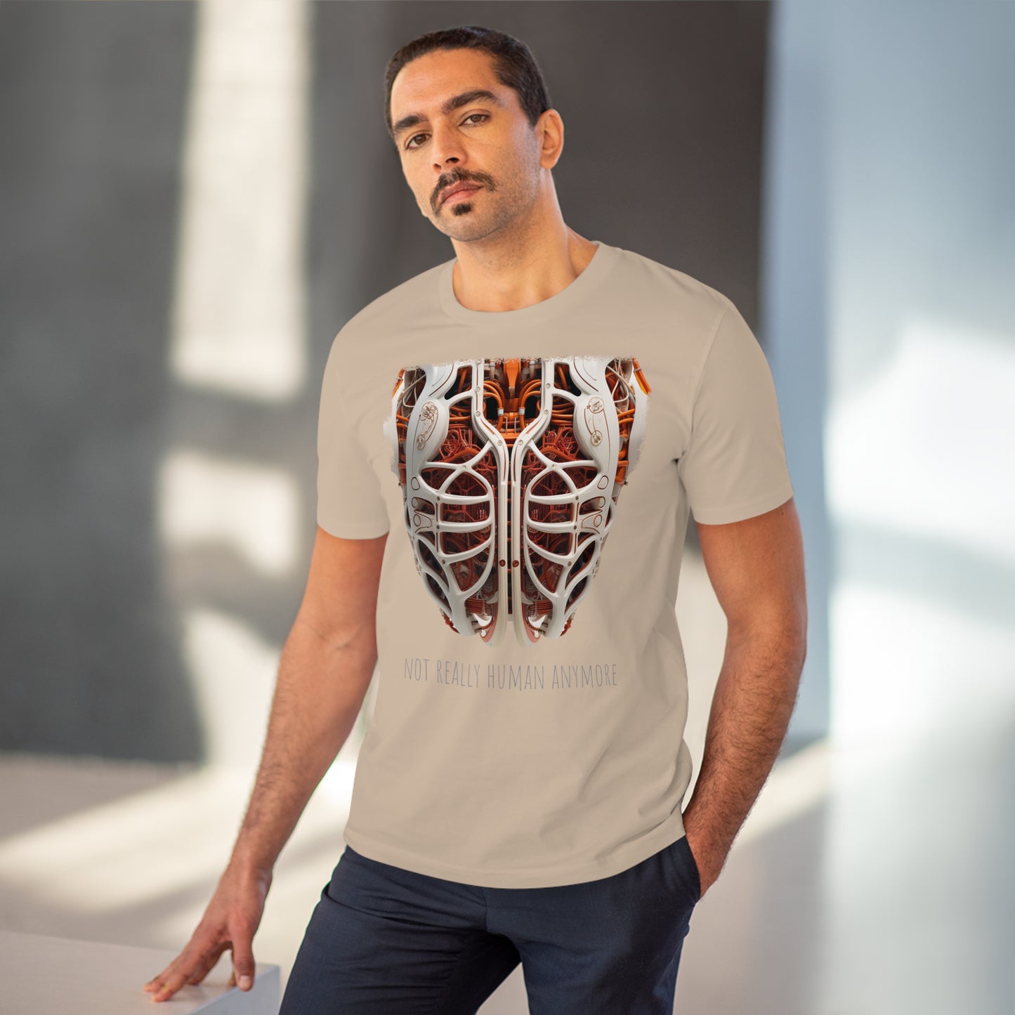 Eco-T-shirt: Cybernetic Chest "Not Really Human"