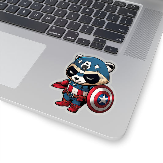 Sweet and Heroic Captain America Panda Sticker - Ready to Defend Its Friends