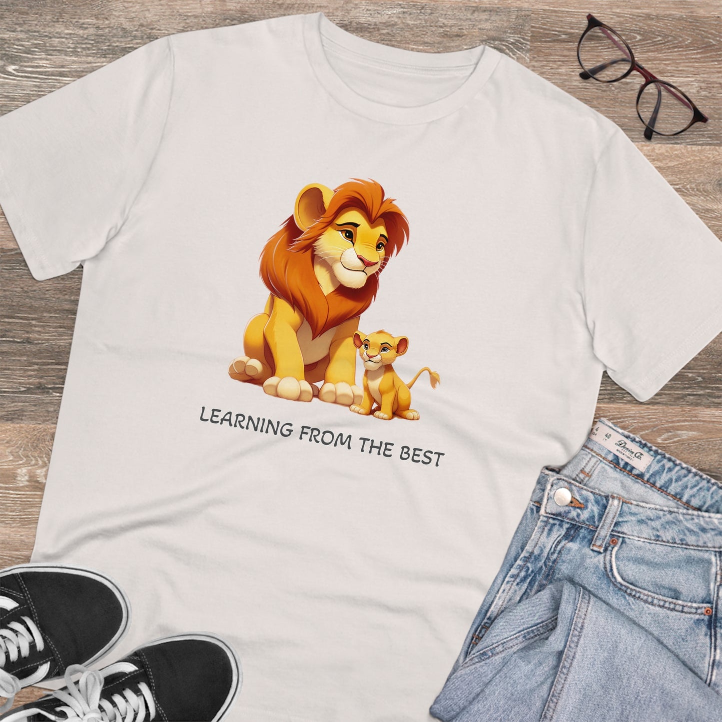 Learning from the Best - Father's Day T-Shirt - Celebrate the Bond with Mufasa and Simba in Eco-Friendly Style