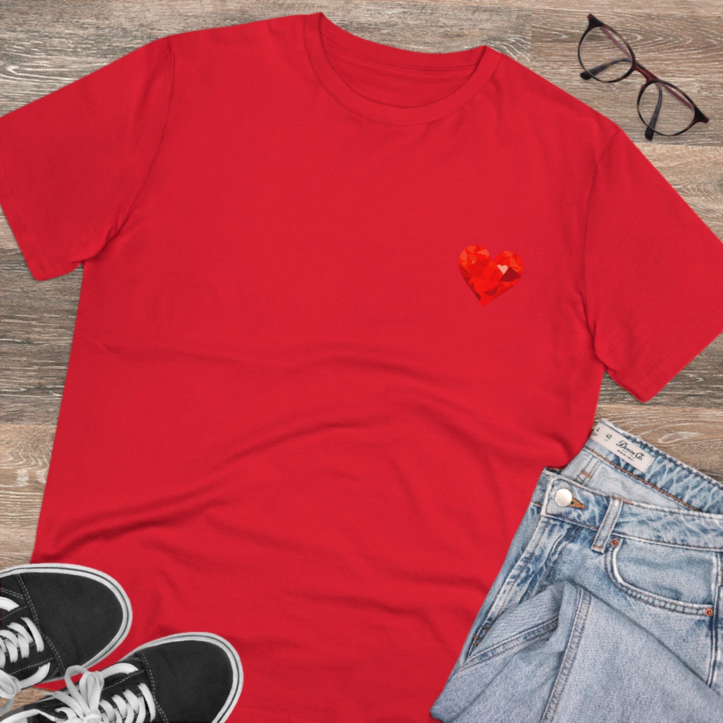 My Lifeline : Eco-Friendly T-Shirt with a Red Heart at the End of the Road