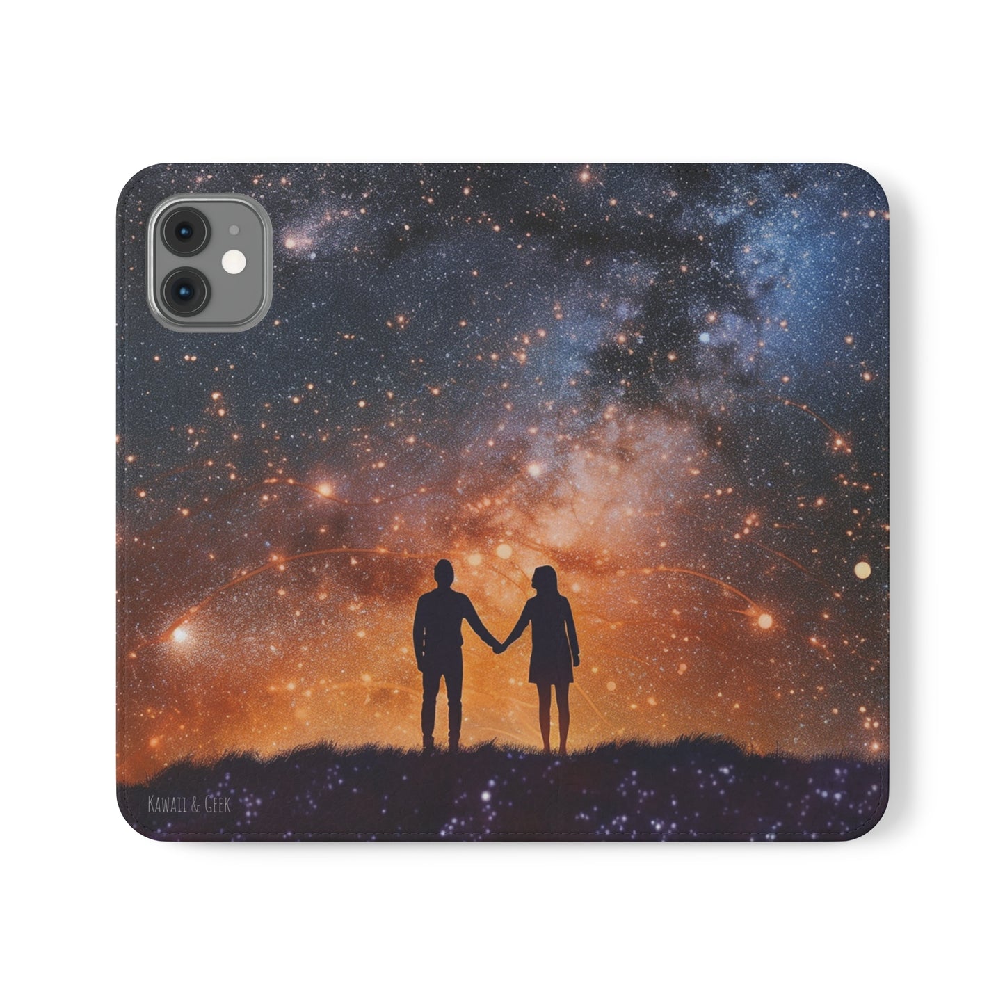 Starry Night Lovers Flip Phone Case - Embrace the Beauty of the Night Sky