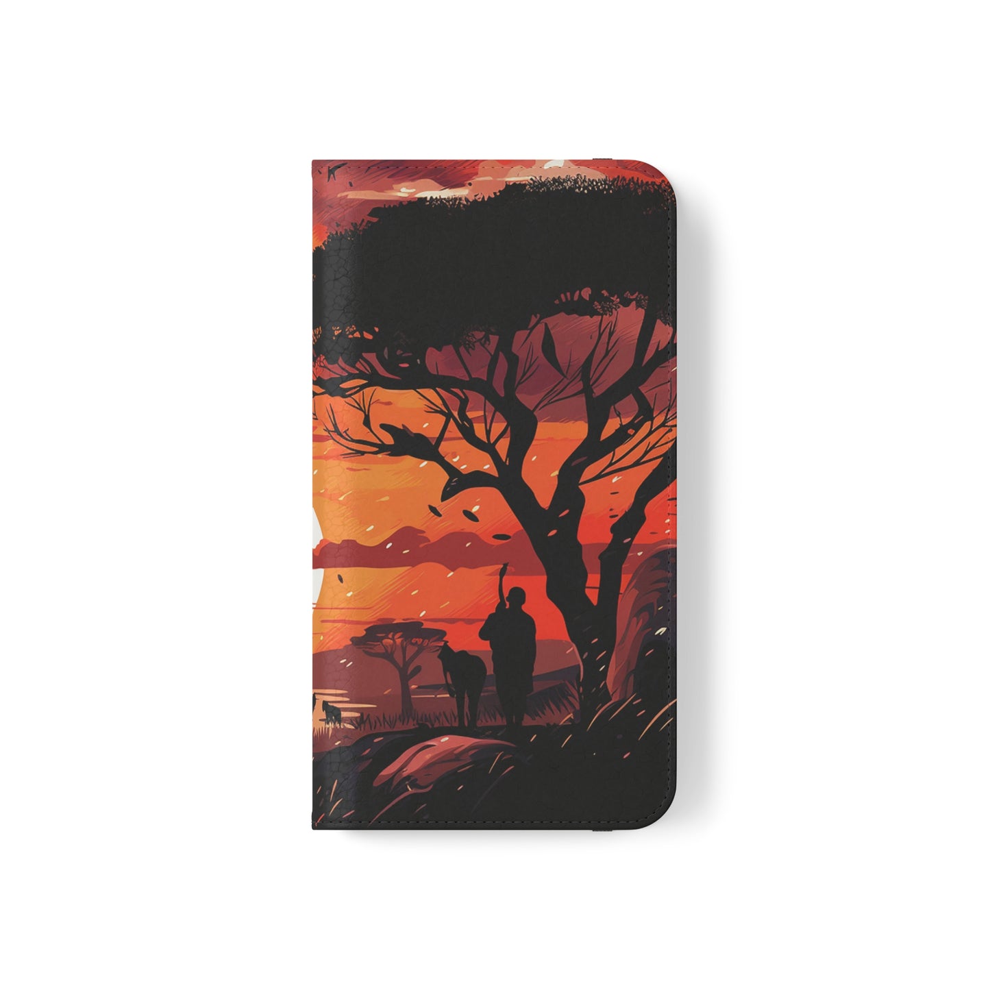 African Landscape Sunset Flip Phone Case - Capture the Serenity of the Savanna on Your Device