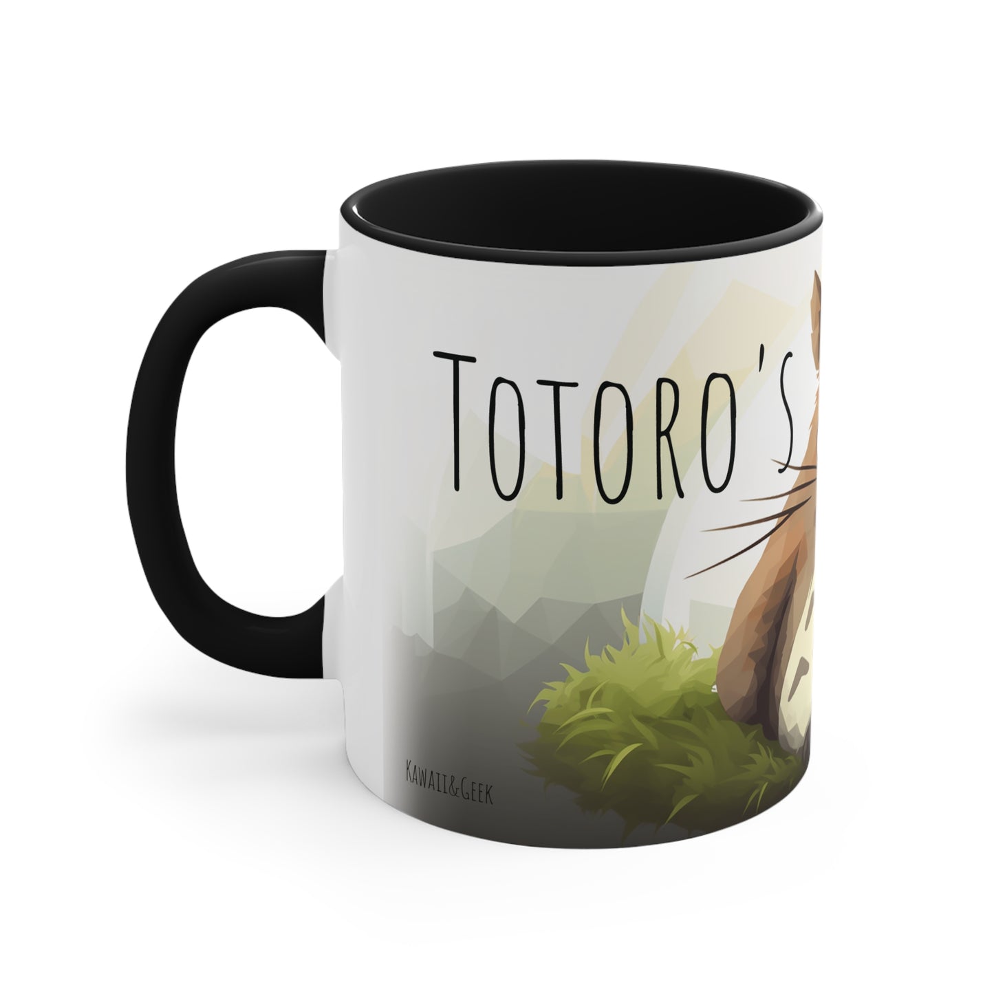 Totoro's Mug: Whimsical Delight in Geometric Style 11 oz Bicolor Mug