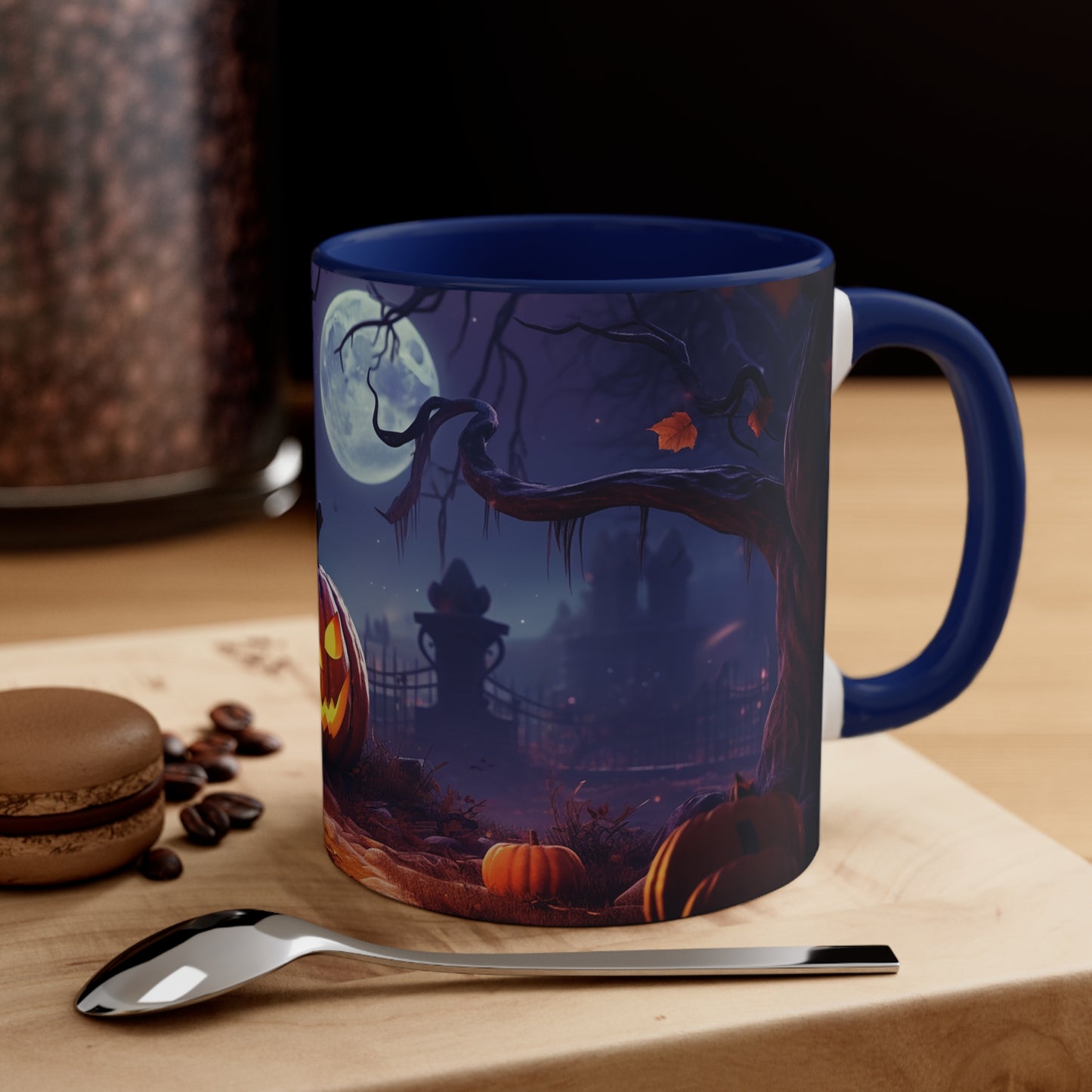 Evil Jack-o-lantern 11 oz Bicolor Mug: Halloween Cemetery Special