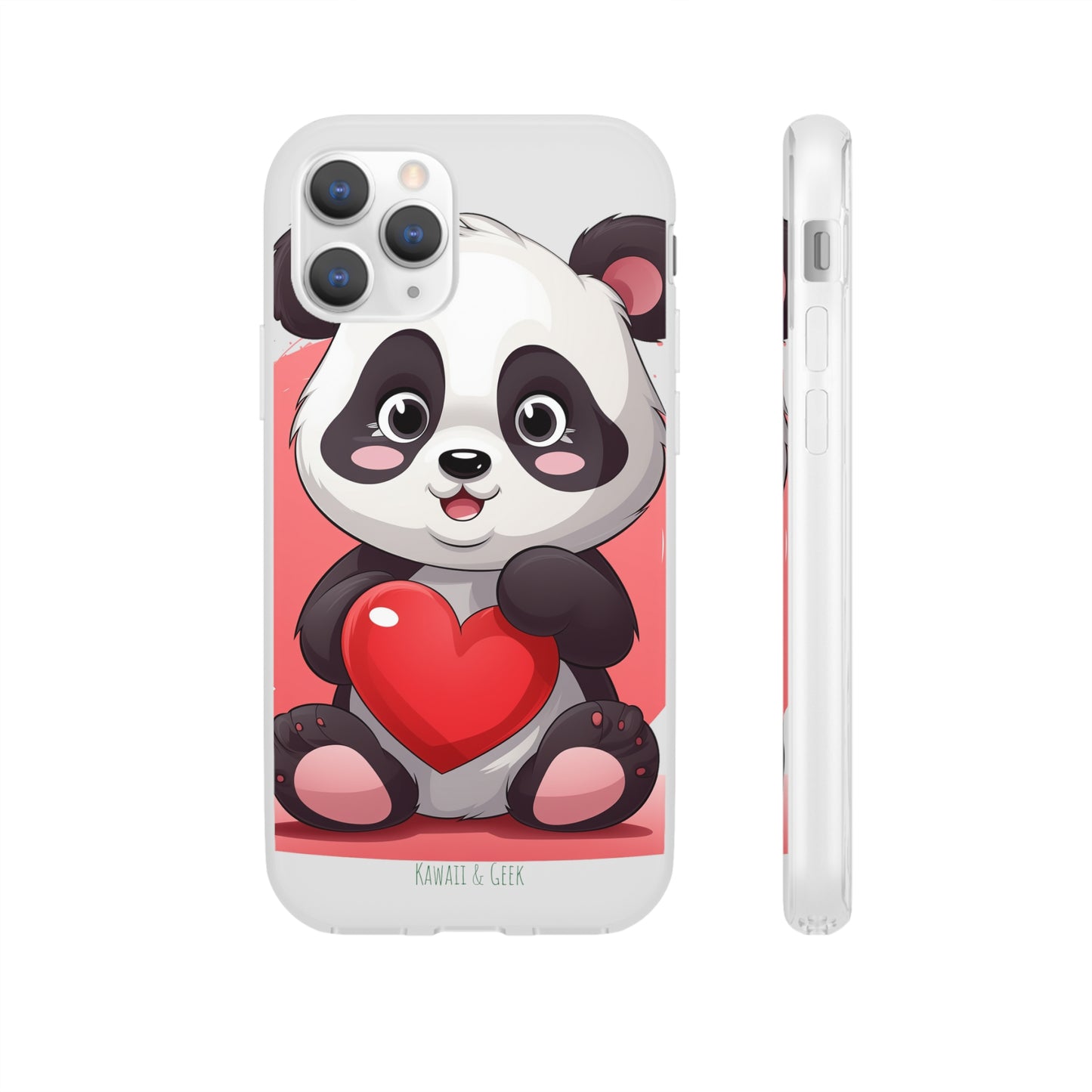 Valentine's Panda Heart Phone Case - Flexi & Semi-Transparent