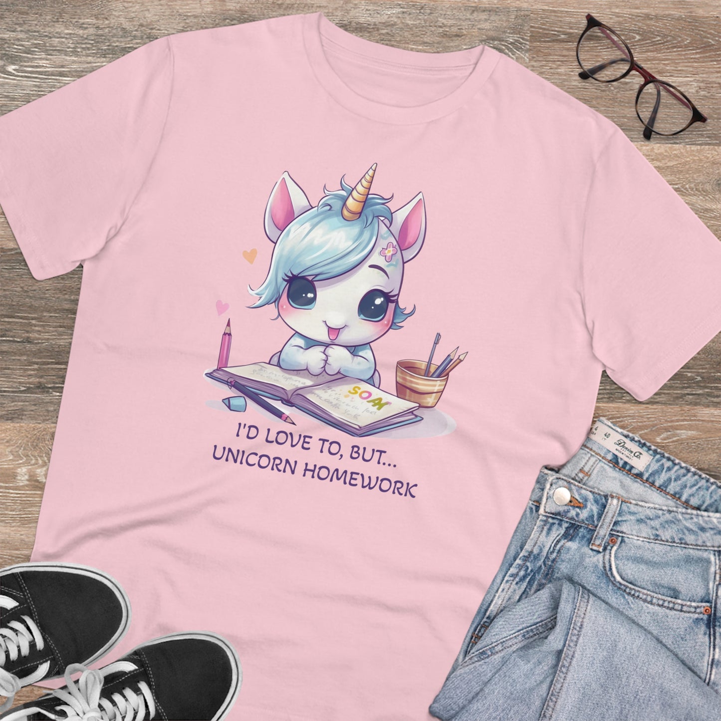 Cute Unicorn Homework T-Shirt - Unisex and Eco-Friendly Statement Tee