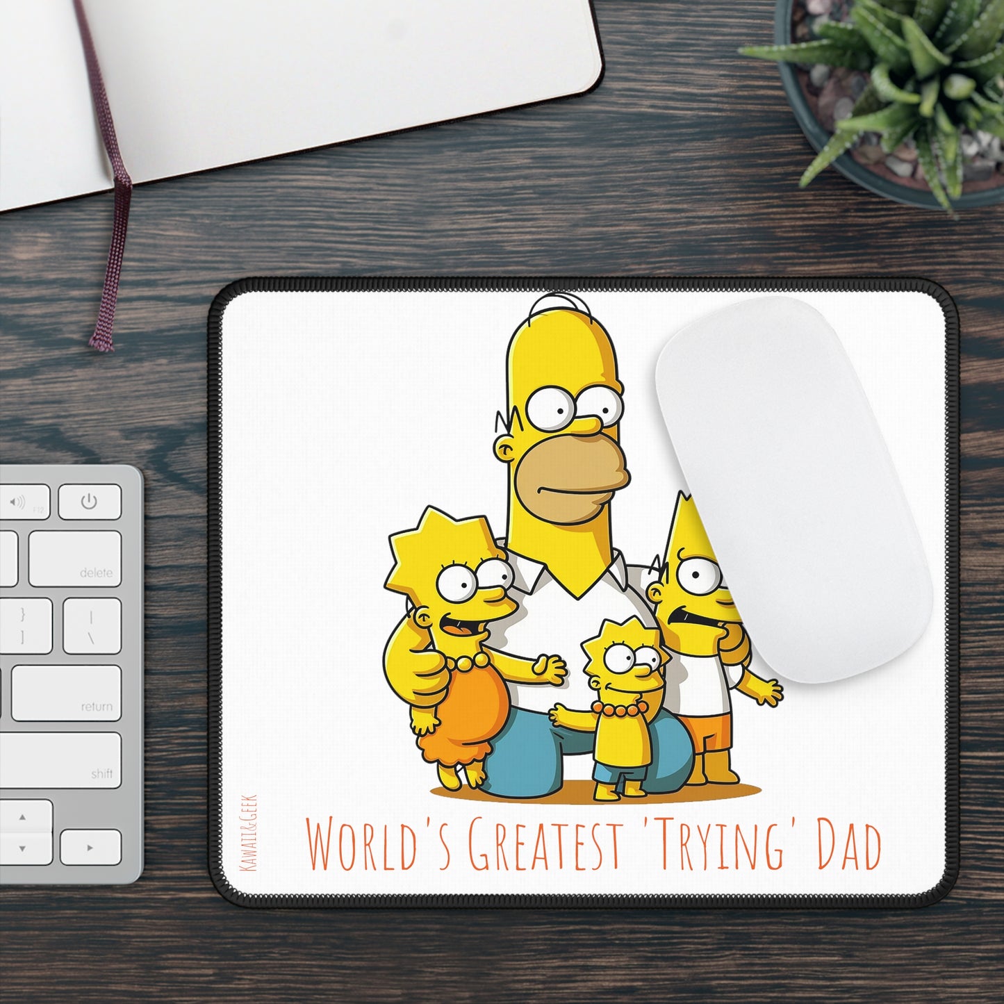 Homer Simpson Mouse Pad: "World's Greatest 'Trying' Dad"